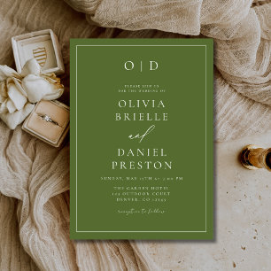 Minimalistische Olijfgroen Moderne Kalligrafie Tro Kaart