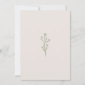 Minimalistische olijfgroene bruiloft save the date (Achterkant)