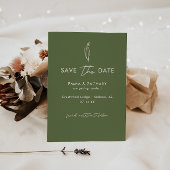 Minimalistische olijfgroene bruiloft save the date