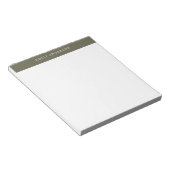 Minimalistische olijfgroene elegante monogram notitieblok (Schuin)