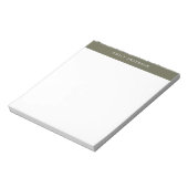 Minimalistische olijfgroene elegante monogram notitieblok (Linkerzijde)