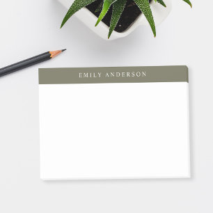 Minimalistische olijfgroene elegante monogram post-it® notes