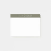 Minimalistische olijfgroene elegante monogram post-it® notes (Voorkant)