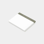 Minimalistische olijfgroene elegante monogram post-it® notes (Schuin)