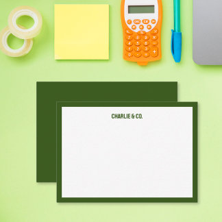 Minimalistische olijfgroene enkele rand, personali notitiekaartje