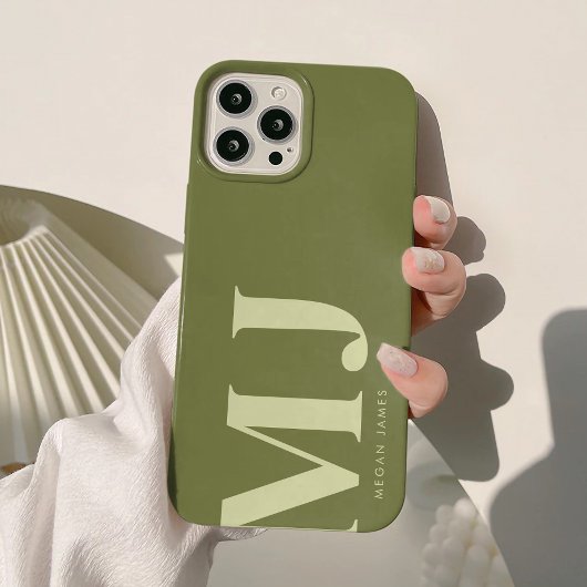 Minimalistische olijfgroene gepersonaliseerde Init Case-Mate iPhone Case