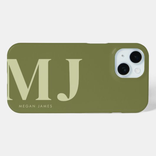 Minimalistische olijfgroene gepersonaliseerde Init Case-Mate iPhone Case (Achterkant (horizontaal))