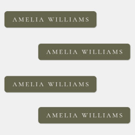 Minimalistische olijfgroene gepersonaliseerde naam labels