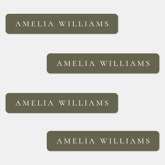 Minimalistische olijfgroene gepersonaliseerde naam labels (Groep)