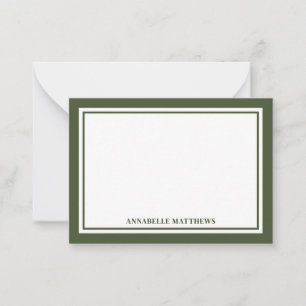 Minimalistische olijfgroene monogram met dubbele r notitiekaartje