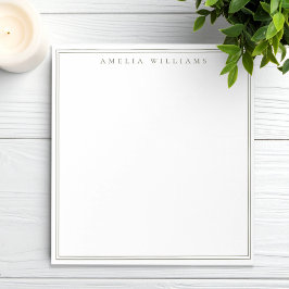 Minimalistische olijfgroene monogram twee randen notitieblok
