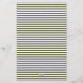 Minimalistische olijfgroene strepen monogram briefpapier (Achterkant)