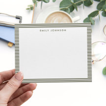 Minimalistische olijfgroene strepen monogram