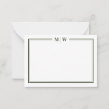 Minimalistische olijfgroene tweekleurige monogram