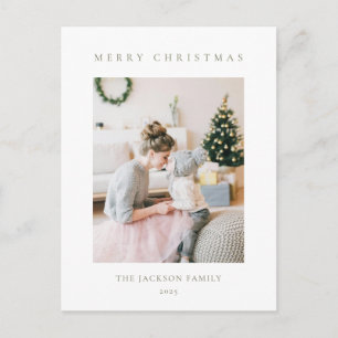 Minimalistische olijfgroene vrolijk kerstfeest fot feestdagenkaart