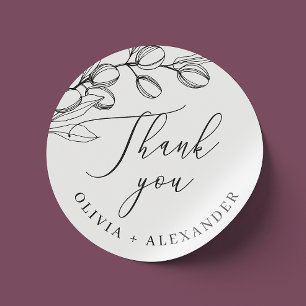 Minimalistische olijftak bedankt Elegant huwelij Ronde Sticker