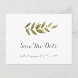 Minimalistische Olijftak Save The Date-briefkaarte Aankondigingskaart