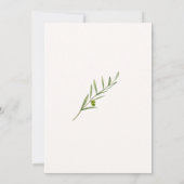 Minimalistische Olive Green Leaf Bran Wedding Kaart (Achterkant)