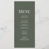 Minimalistische Olive Green Monogram Wedding Menu  (Voorkant)