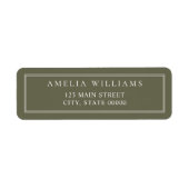 Minimalistische Olive Green Two Border Retouradres Etiket (Voorkant)