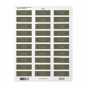 Minimalistische Olive Green Two Border Retouradres Etiket (Full Sheet)