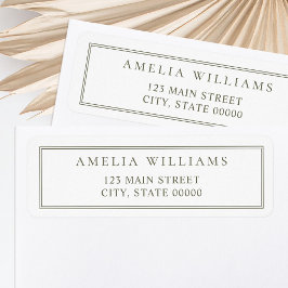 Minimalistische Olive Green Two Border Retouradres Etiket