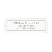 Minimalistische Olive Green Two Border Retouradres Etiket (Voorkant)