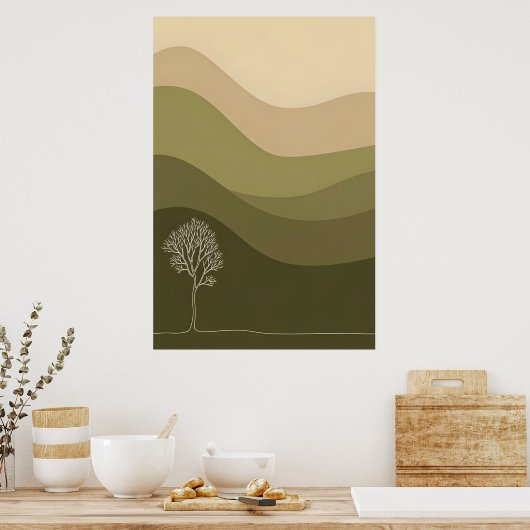Minimalistische Olive Hill kunst Poster (Keuken)