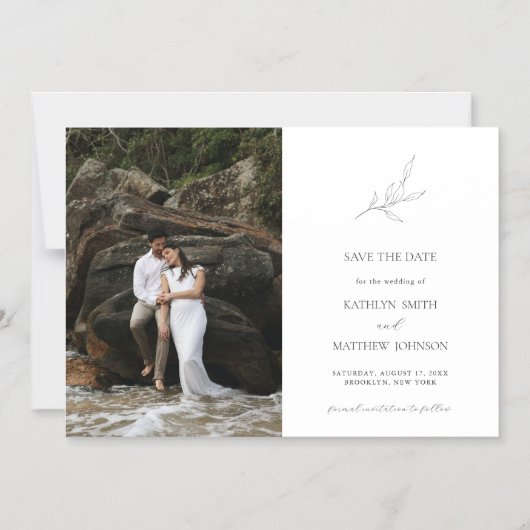 Minimalistische Olive Leaf Branch Garden Save The  Magnetische Uitnodiging (Voorkant)