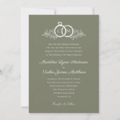 Minimalistische Olive Wedding Rings Monogram Foto Kaart (Voorkant)
