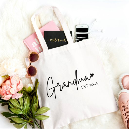 Minimalistische oma EST 2025 Canvas tas | Nieuwe o