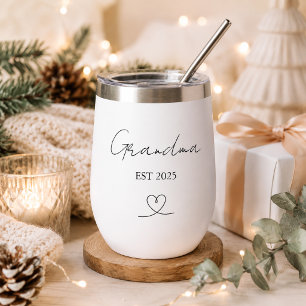 Minimalistische oma EST Jaar Douane Wijn Tumbler