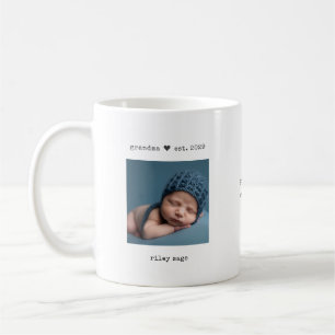 Minimalistische oma Est. Persoonlijke foto koffie Koffiemok