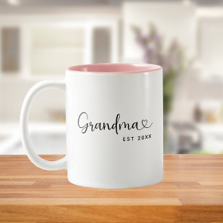 Minimalistische oma heeft elegante script opgerich tweekleurige koffiemok