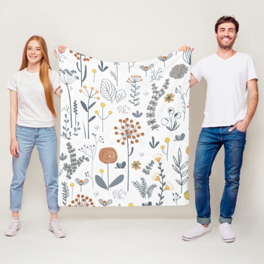 Minimalistische Omlijning Bloem Modern Fleece Deken (In situ)