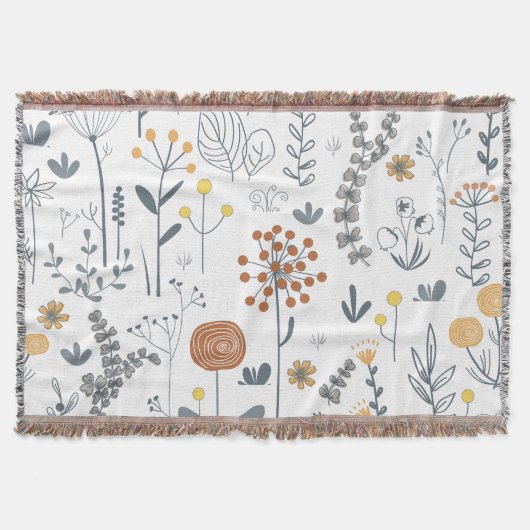 Minimalistische Omlijning Bloem Moderne Deken (Voorkant)