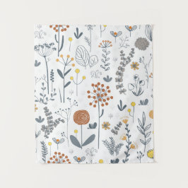 Minimalistische omtrek bloemrijke moderne wandtapi wandkleed