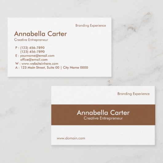 Minimalistische ondernemer professioneel beige wit visitekaartje (Voorkant / Achterkant)