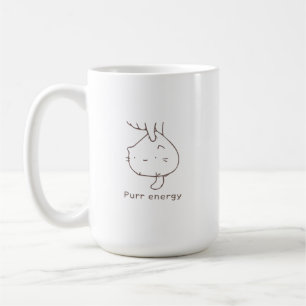 Minimalistische Ondersteboven Kat "Purr Energie" G Koffiemok