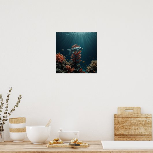 Minimalistische onderwaterscène poster (Keuken)