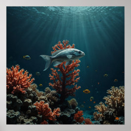 Minimalistische onderwaterscène poster