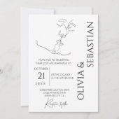 Minimalistische One Line Art Kissing Paar Bruiloft Kaart (Voorkant)