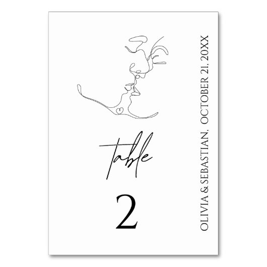 Minimalistische One Line Art Kissing Paar Bruiloft Kaart (Achterkant)