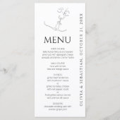 Minimalistische One Line Art Kissing Paar Bruiloft Menu (Voorkant)