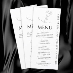 Minimalistische One Line Art Kissing Paar Bruiloft Menu