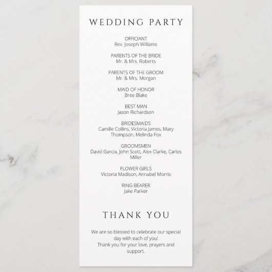 Minimalistische One Line Art Kissing Paar Bruiloft Programmakaart (Achterkant)