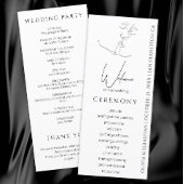 Minimalistische One Line Art Kissing Paar Bruiloft Programmakaart
