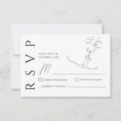 Minimalistische One Line Art Kissing Paar Bruiloft RSVP Kaartje (Voorkant)