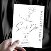 Minimalistische One Line Art Kissing Paar Bruiloft Save The Date