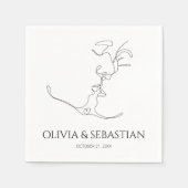 Minimalistische One Line Art Kissing Paar Bruiloft Servet (Voorkant)